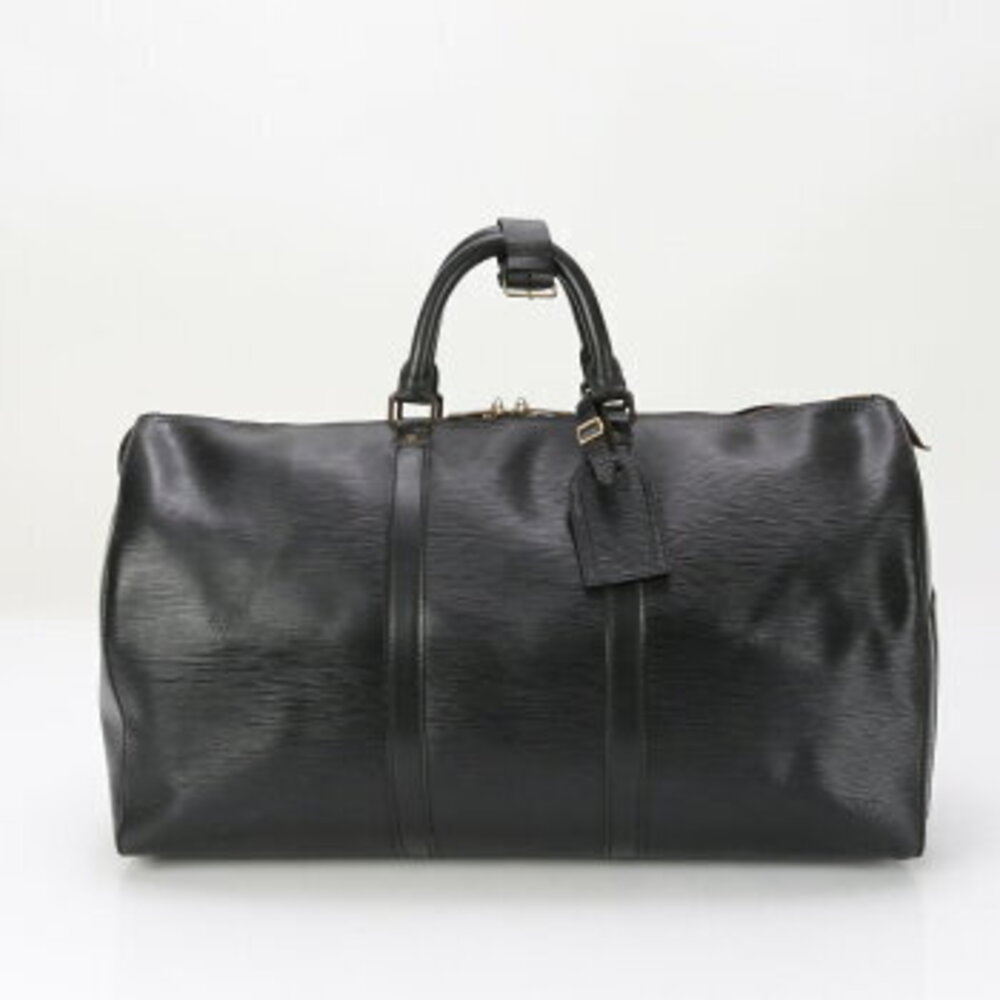 Louis Vuitton Epi Keepall Noir Black Leather Bag Travel Shoulder